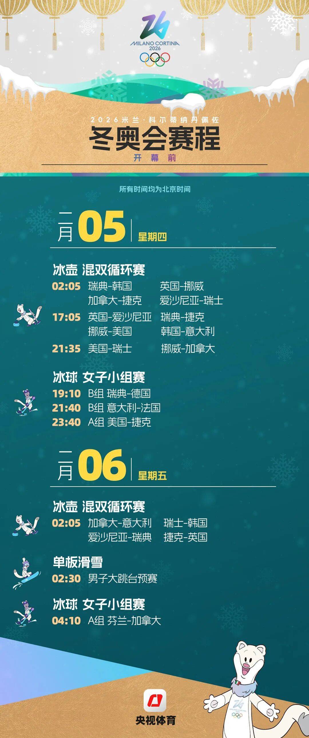 米蘭冬奧會賽程全掌握！這份觀賽日曆快收藏